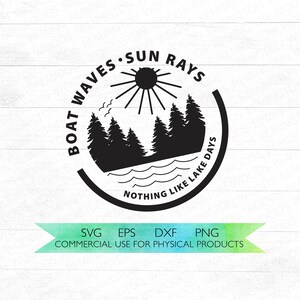 Free Free Boat Waves Sun Rays River Days Svg SVG PNG EPS DXF File
