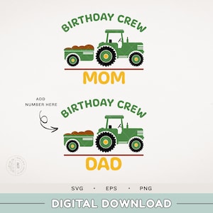 Tractor SVG - Farm Tractor birthday - Farm Birthday Crew - Plow and Play Birthday - Farm Party - Wagon - John Deere Green - Birthday Boy