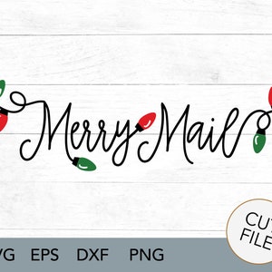Christmas SVG - DIY Weihnachtskarten Schild - Merry Mail SVG - Weihnachtslichter - Frohe Post Schild - Weihnachtskarte Schild