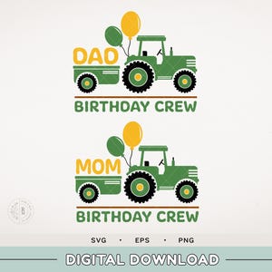 Trattore SVG - Compleanno trattore agricolo - Squadra di compleanno fattoria - Aratro e gioco di compleanno - Festa in fattoria - Carro - John Deere Green - Ragazzo del compleanno