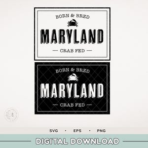 Maryland SVG - Born and Bred Maryland Crab fed - Robe locale - Maryland SVG - crabes du Maryland - Maryland local - State SVG