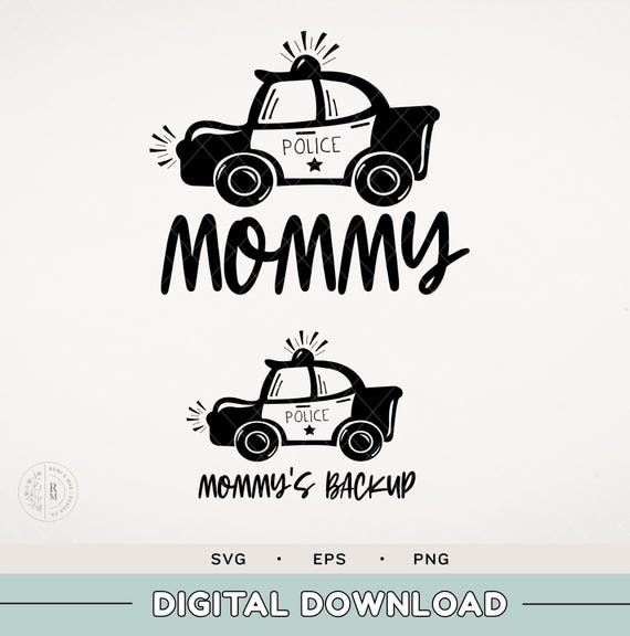 Police SVG - Mommy's Backup SVG - Mommy Cop - Mom and kid cops - Police officer - Fathers day SVG - cut files - cricut - cop car - Blue line