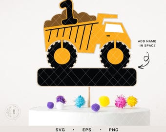 Baustelle SVG - CAKE TOPPER - 1 Geburtstag - Kipper Kuchen Topper - Baustelle Tortendeko - digitale Schnittdatei