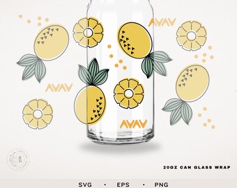 Libbey Glass SVG | PINEAPPLE FRUIT | seamless wrap - 20 oz libbey glass - fruit pattern - line art design - boho style art - seamless wrap