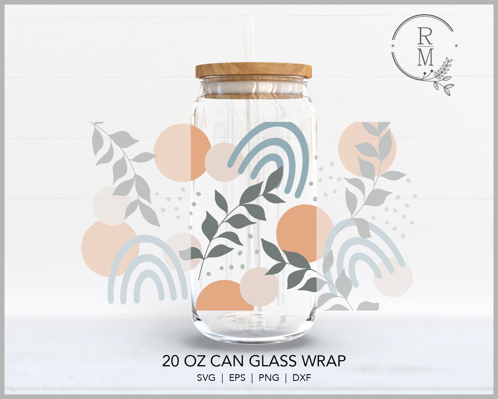 Libbey Beer Glass SVG - 20oz - Abstract Boho Rainbow - Seamless Wrap ...