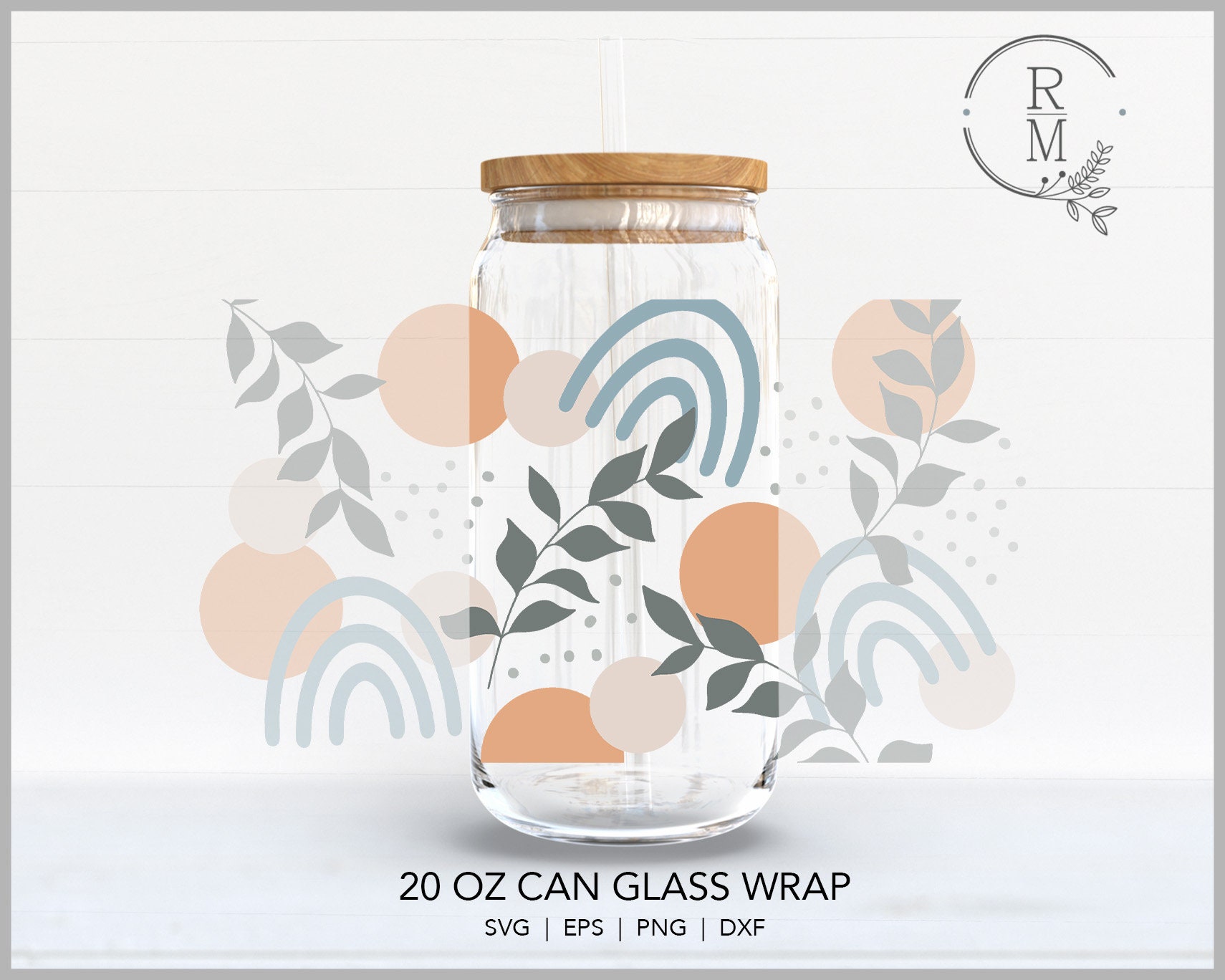 Libbey Beer Glass SVG - 20oz - Abstract Boho Rainbow - Seamless Wrap ...