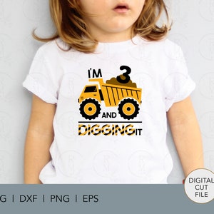 Camisa de festa de aniversário com tema de construção SVG - Estou cavando - Equipe de construção - ferramentas de escavação - muita diversão - sujeira e caminhões - SVG