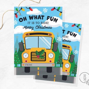 Merci Tag | CHAUFFEUR DE BUS | Oh quel plaisir de rouler - Imprimable en téléchargement numérique - Cadeau de Noël en bus scolaire - Noël de mariage