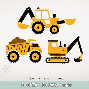 Construction SVG - vehicle design - construction icons - Excavator - dump truck - SVG digital - Construction party - crew - Cricut - DIY