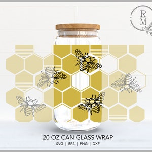 Libbey glas SVG | BIJENKORF | naadloze wrap - 20 oz libbey glas - bijenkorf patroon - abstract ontwerp - boho stijl kunst - naadloos