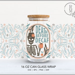 Kann Glas SVG 16oz | TOD vor DEKAF | nahtlose Verpackung - Libbey Glas - filigranes Muster - abstraktes Design - Kunst im Boho Stil - nahtlos