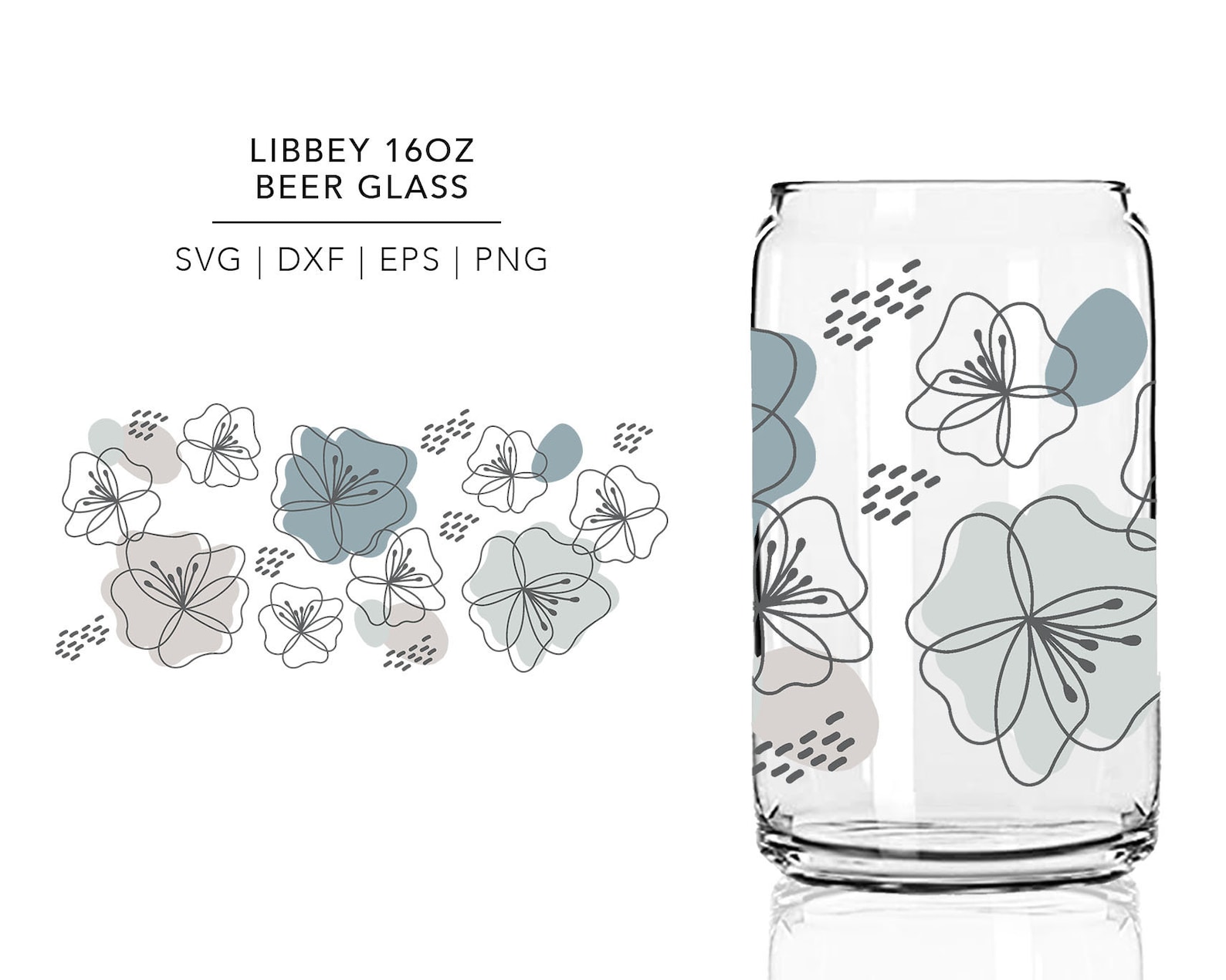 Libbey Glass SVG FLORAL BUNDLE 16oz Libbey Floral Line - Etsy