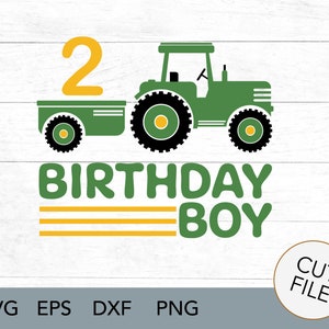 Tractor SVG -Farm Tractor theme birthday party shirt - Plow and Play Birthday - Farming Party - Wagon - John Deere Green - Birthday Boy