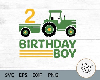 Tractor SVG -Farm Tractor theme birthday party shirt - Plow and Play Birthday - Farming Party - Wagon - John Deere Green - Birthday Boy