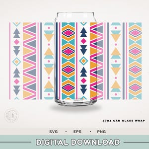 Libbey Glass SVG | AZTEC ART | 16oz Libbey - Scandinavian Design - Folk Art - aztec patterns - Seamless Wrap - Boho print - tribal print