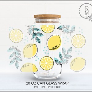 Verre Libbey SVG | CITRON D'AMOUR | emballage transparent - verre libbey 20 oz - motif citron - dessin abstrait - art de style bohème - sans couture - agrumes