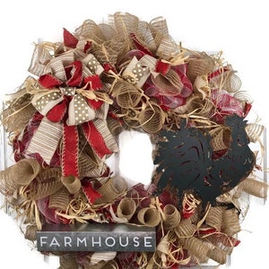 Farmhouse rooster wreath | rustic wreath | front door wreath | farm decor | chicken wreath  | everyday wreath | farmhouse wreath