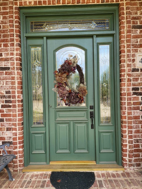 Fall romantic grapevine wreath for front door hydrangea autumn cottage