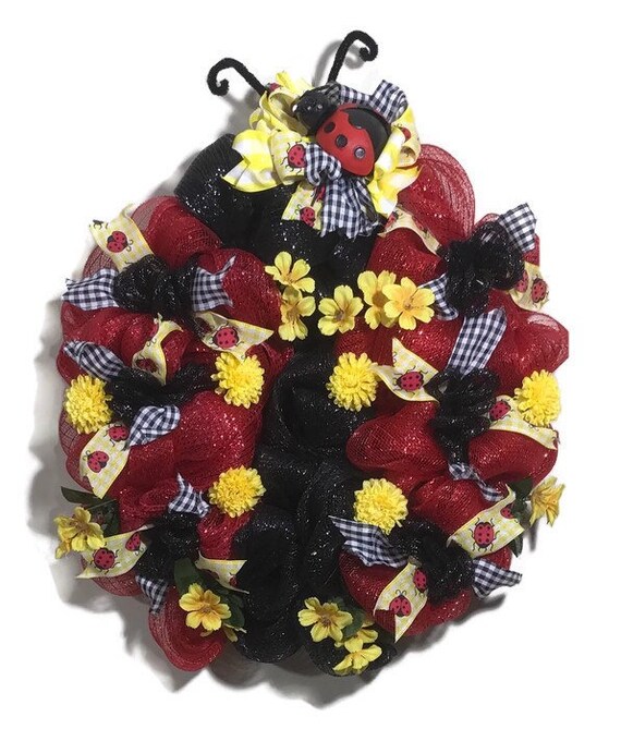 Ladybug Wreath Ladybug Front Door Wreath Spring Wreath Etsy
