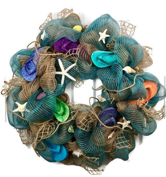 Flip Flop Wreath Beach Wreath Summer Wreath Front Door Etsy