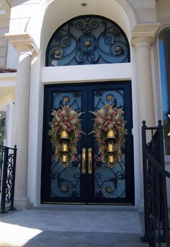 Christmas jingle bell teardrop swag for front door wreath