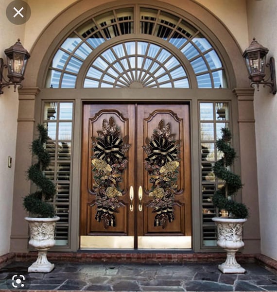 Chocolate rust gold copper poinsettia hydrangea extra large deluxe Christmas swag for your double front door