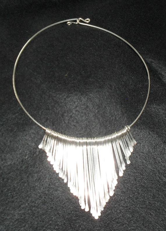 Stunning Vintage Sterling Silver Choker Bib Neckla