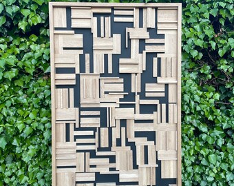 Earth Rhythm III -Natural Oak Relief |Textural Wood Wall Art \Modern Sculptural Panel