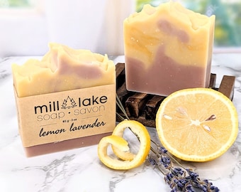 lemon lavender all-natural soap bar, natural skincare soap, soap gift for mom, natural soap gift set, skincare set, soap gift wedding favour