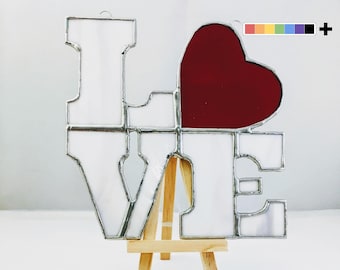 love stain glass, heart stained glass, love decor, glass ornament, heart decoration, valentine's day gift, lover's gift, stained glass gifts