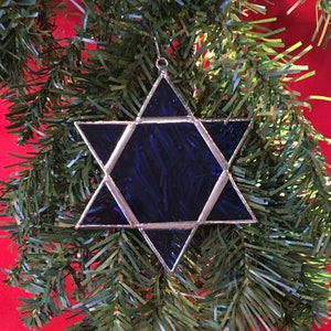 stained glass star of david, star of david christmas ornament, hannukah ornaments, star of david gift, jewish gifts, hannukah gifts image 1