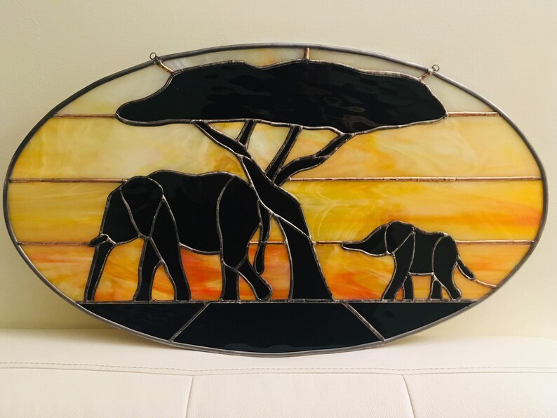 African Elephant Stained Glass Glass Elephant Lover Gift Etsy
