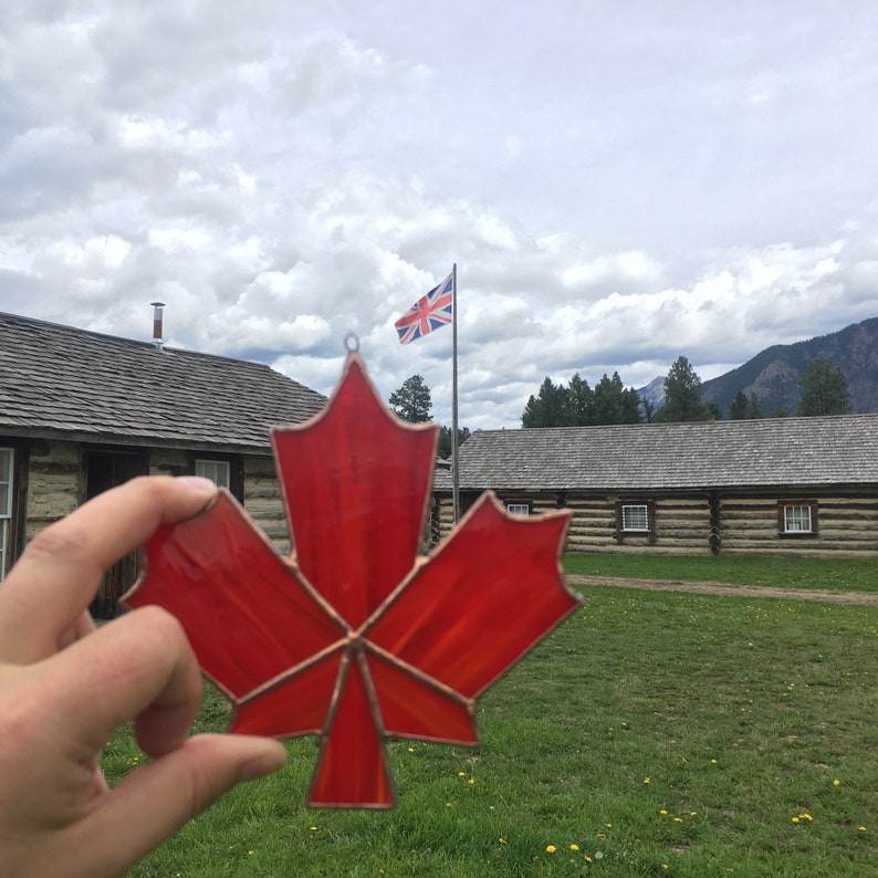 Maple leaf stained glass maple leaf ornament canada Etsy