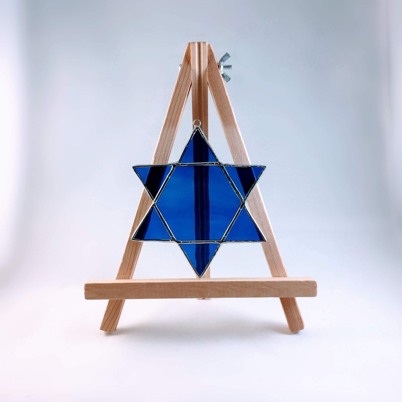 gebrandschilderd glas ster van David, ster van David kerstornament, Hannukah ornamenten, ster van David geschenk, Joodse geschenken, Hannukah geschenken afbeelding 3