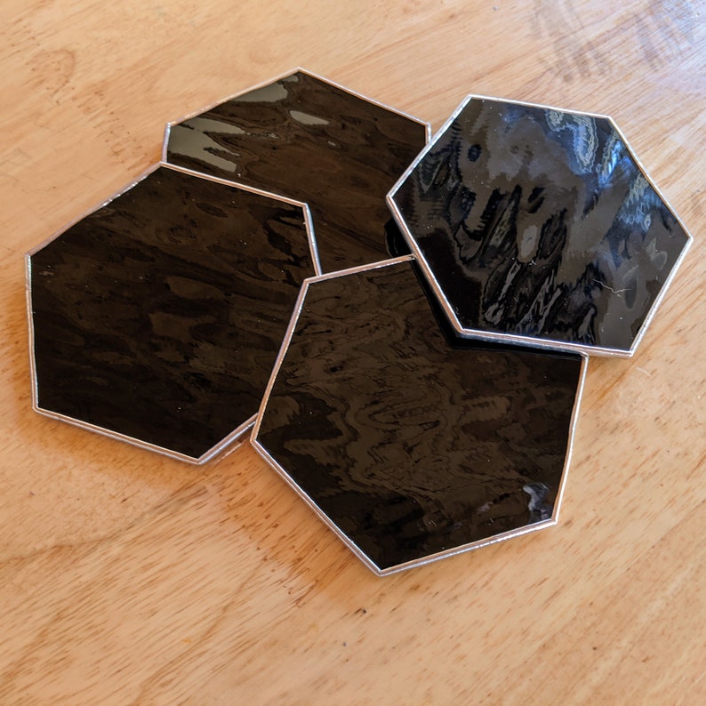 hexagon coasters, glass coasters set, set of 4 coasters, drink coasters, wine accessories, wine coaster, gifts for home, gift for mom image 9