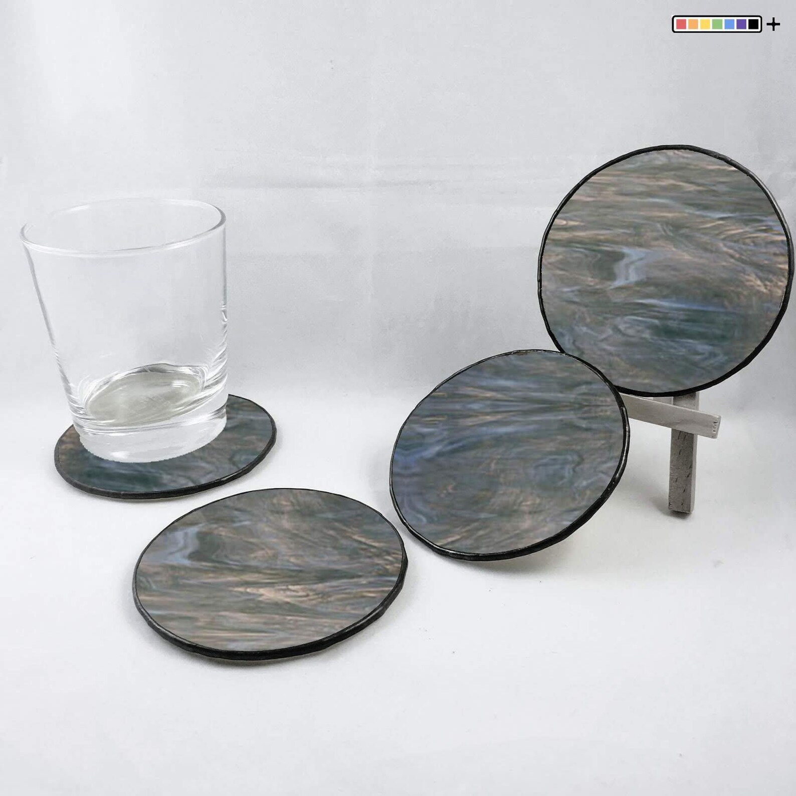Glass Coasters Set Set of 4 Coasters Round Coasters Drink Etsy