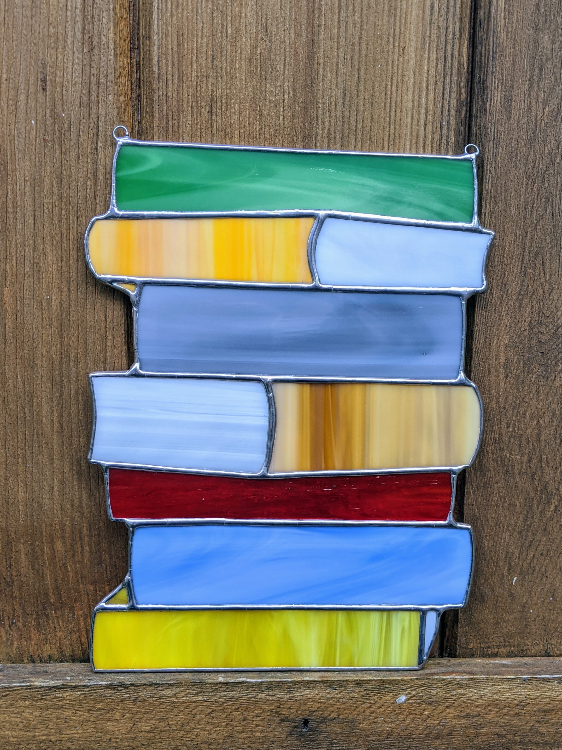Stained glass stack of books stained glass art book lover Etsy