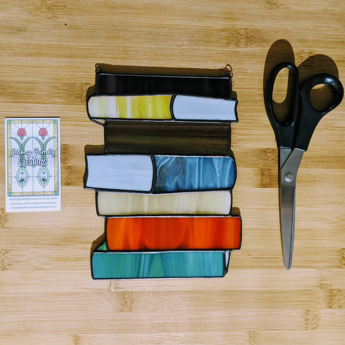 Stained glass stack of books stained glass art book lover Etsy