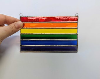 rainbow stained glass art, pride flag art, pride rainbow gift for lgbtq, lgbtq birthday gifts for her, gay flag decor, gay pride gifts