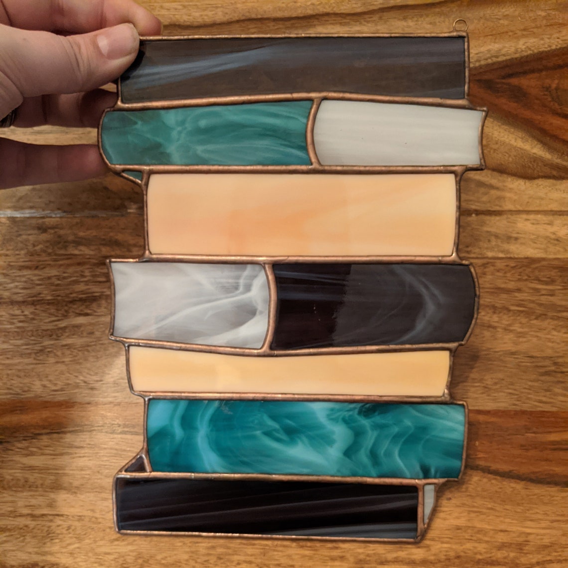 Stained glass stack of books stained glass art book lover Etsy