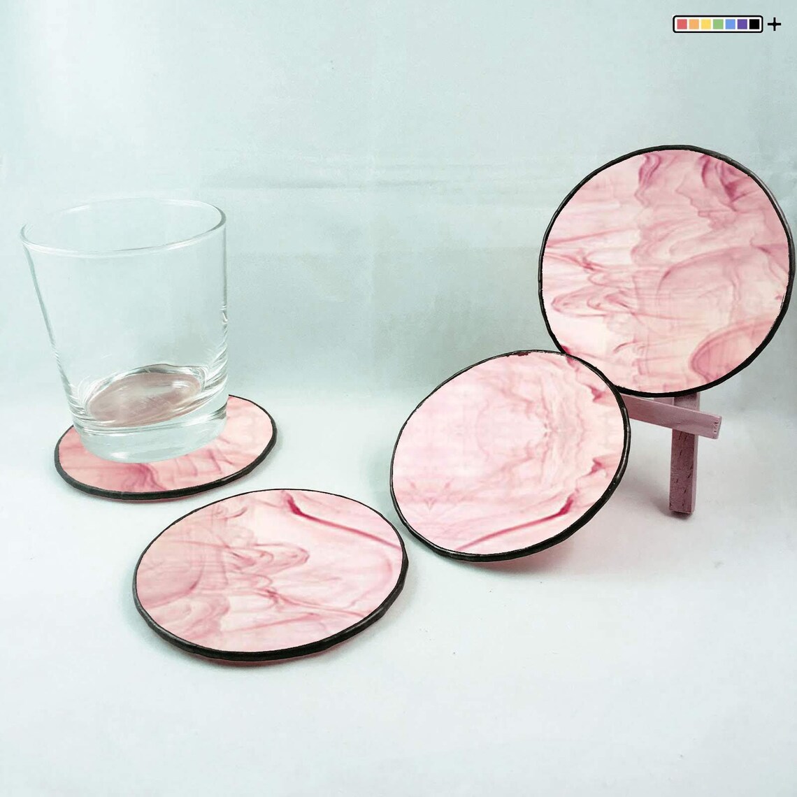 Glass coasters set set of 4 coasters round coasters drink Etsy