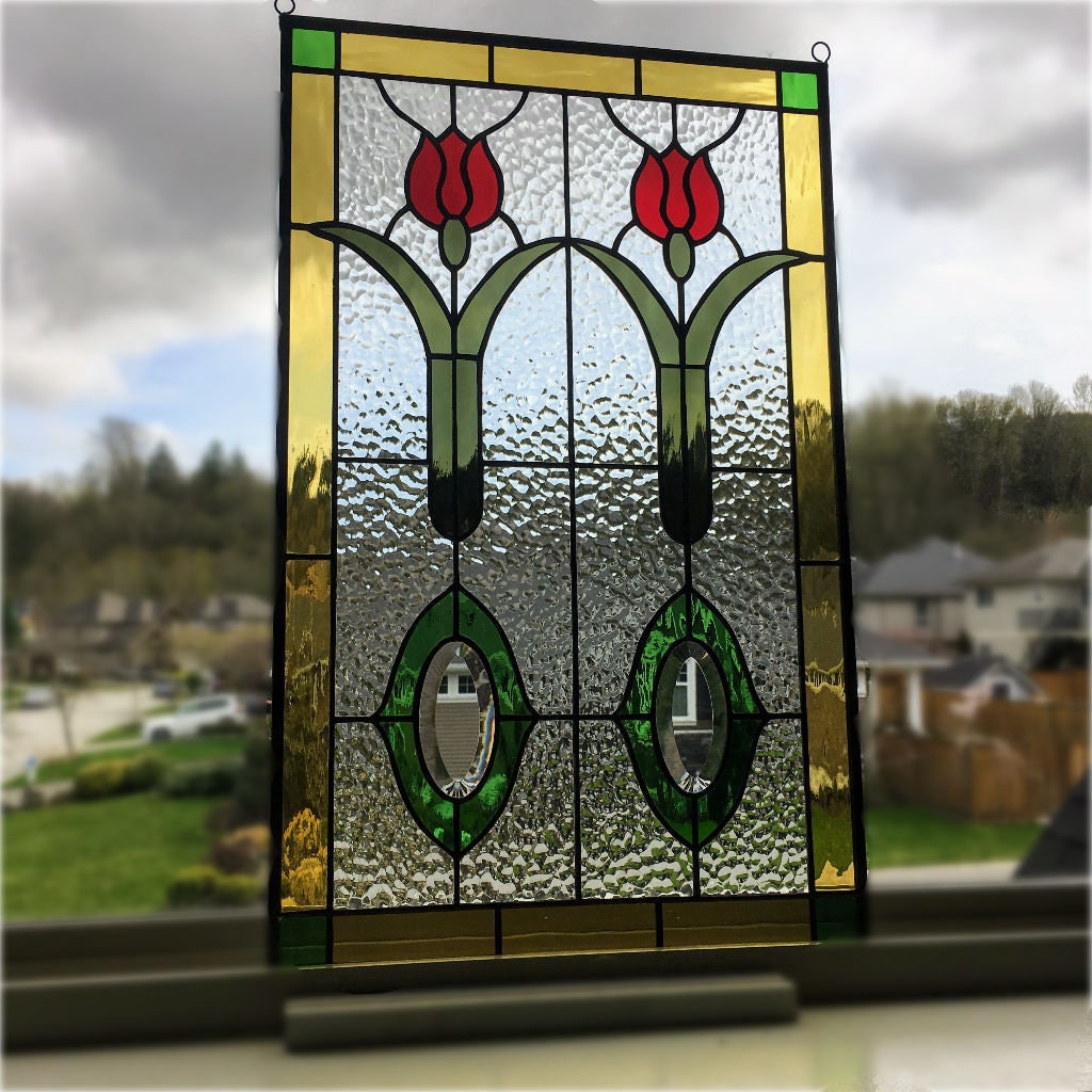 Antique Stained Glass Window Etsy Canada