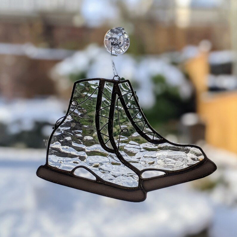 Ice Skating Gift Ice Skates Ornament Holiday Decor Stained Etsy Canada