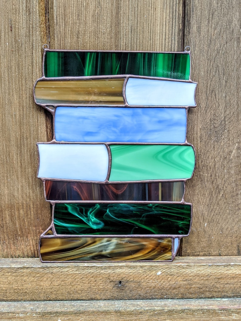 Stained glass stack of books stained glass art book lover Etsy