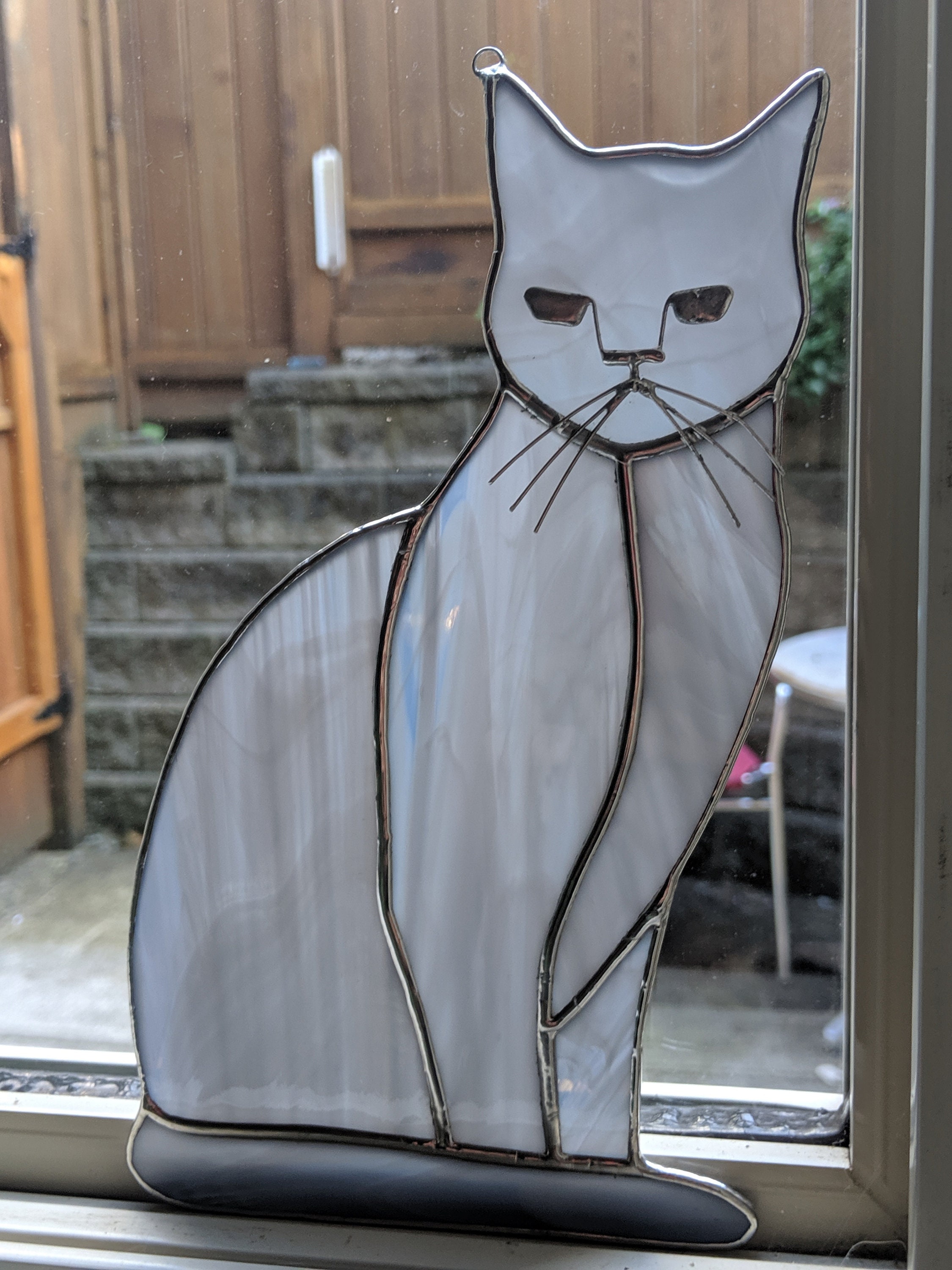 Stained Glass Cat Calico Cat Cat Suncatcher Glass Art Stained Glass Cat