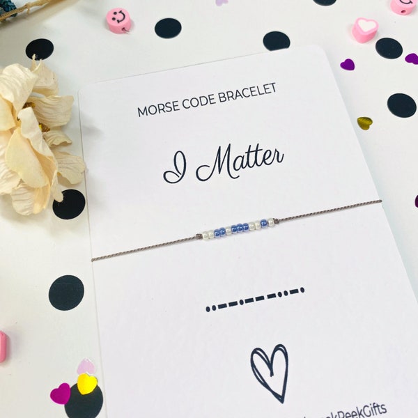 I matter morse code bracelet, secret affirmation message. Thoughtful positivity bracelet gift for someone special. Simple daily affirmation