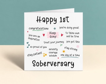 Soberversary Card, Sober Anniversary Card, 1st, 2nd, 5th, 10th or Custom Milestone