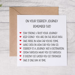 Carte de voeux Pour votre voyage vers la sobriété. Carte d'anniversaire des Alcooliques anonymes. Carte de récupération significative. Un jour à la fois.