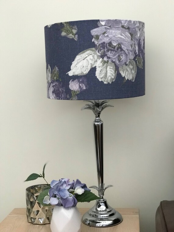 Lampshade Home Decor Table Lamp Floor Lighting Drum Shade Fl Laura Ashley Purple Pendant Handmade Ceiling Violetta Pale Iris