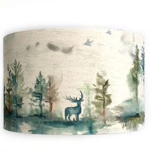 Teal STAG & Deer Watercolour Landscape Lampshade for Farmhouse Decor or Cottage Decor/Farmhouse Lighting/Table Lamp/Floor Lamp/VOYAGE MAISON